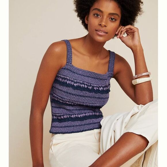 Anthropologie Smocked Embroidered Tank S - Picture 1 of 6